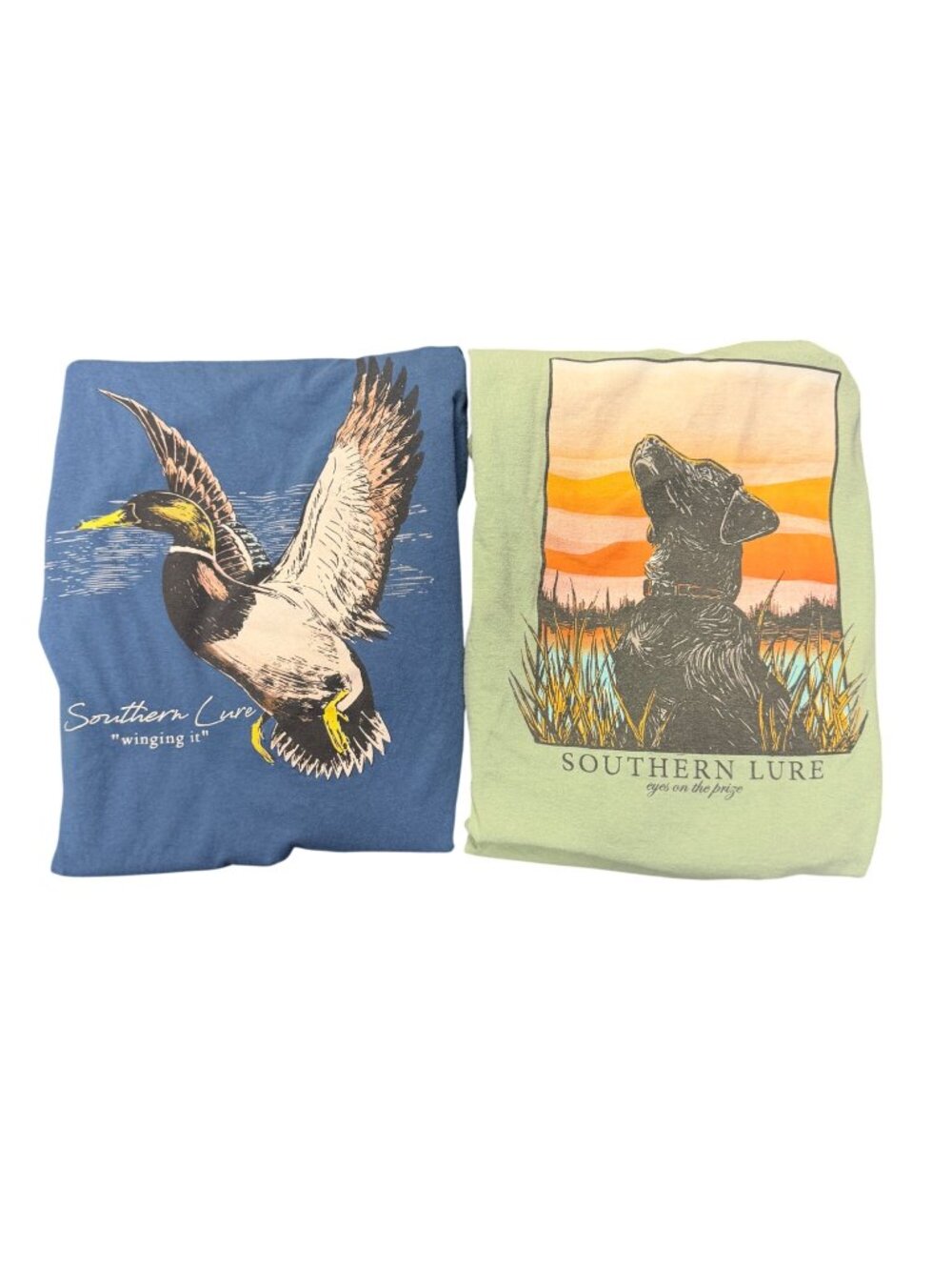 Southern Lure Lot of 2 Dog Graphic Long Sleeve TShirt Mint Green & Blue Boys XXL